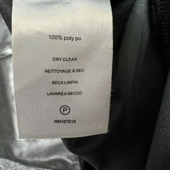 Halston Womens Faux Leather Pants Black High Waisted Elastic Waist Pockets - Picture 11 of 11